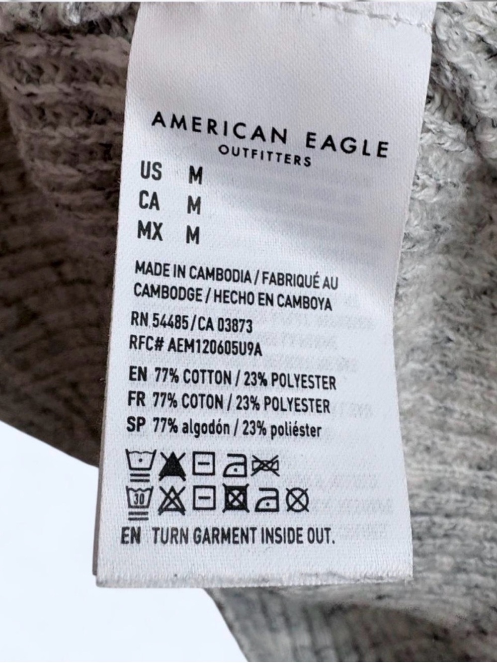 American Eagle Light Gray V-Neck Collared Sweater with Button Detail - Picture 4 of 4